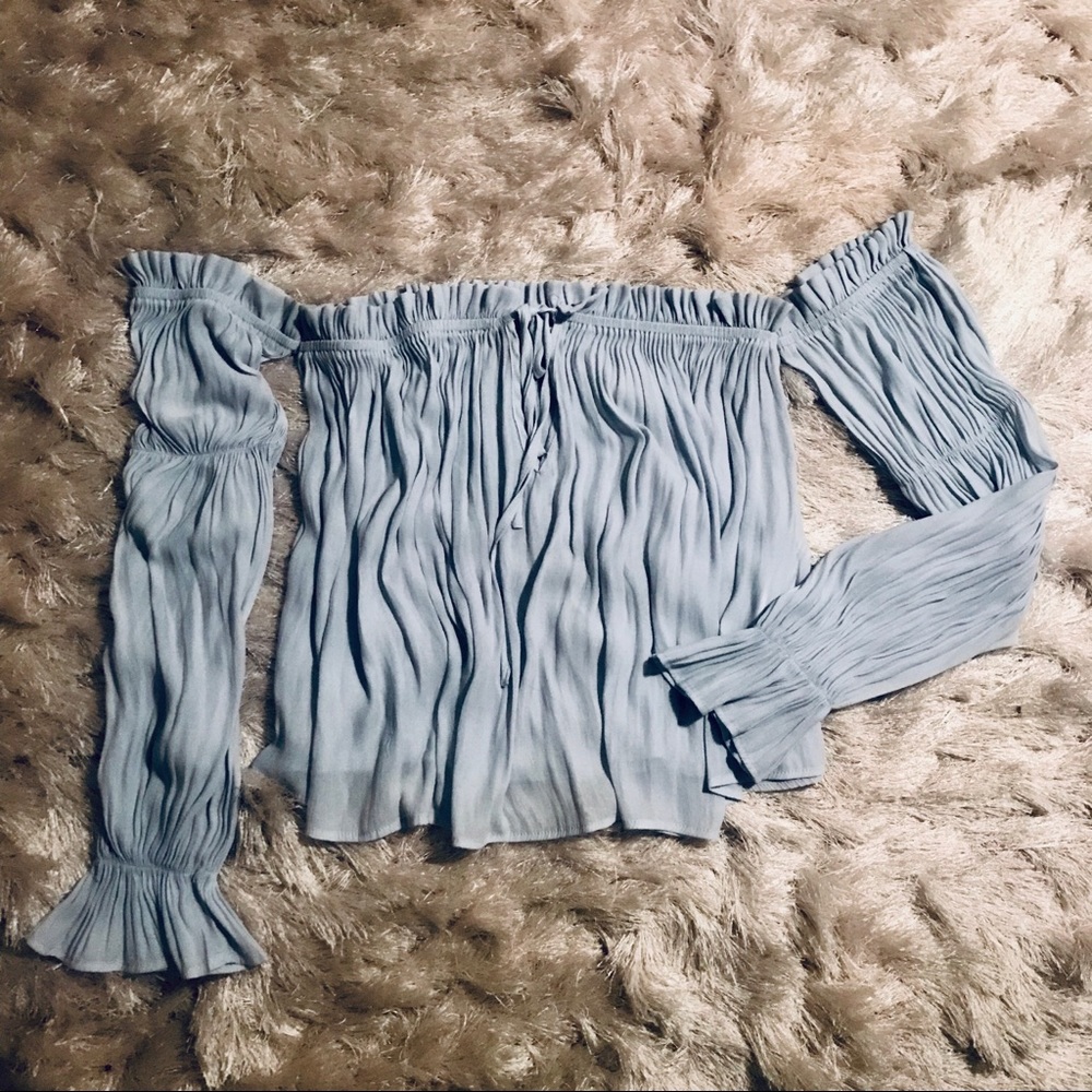 Baby Blue Off The Shoulder Top